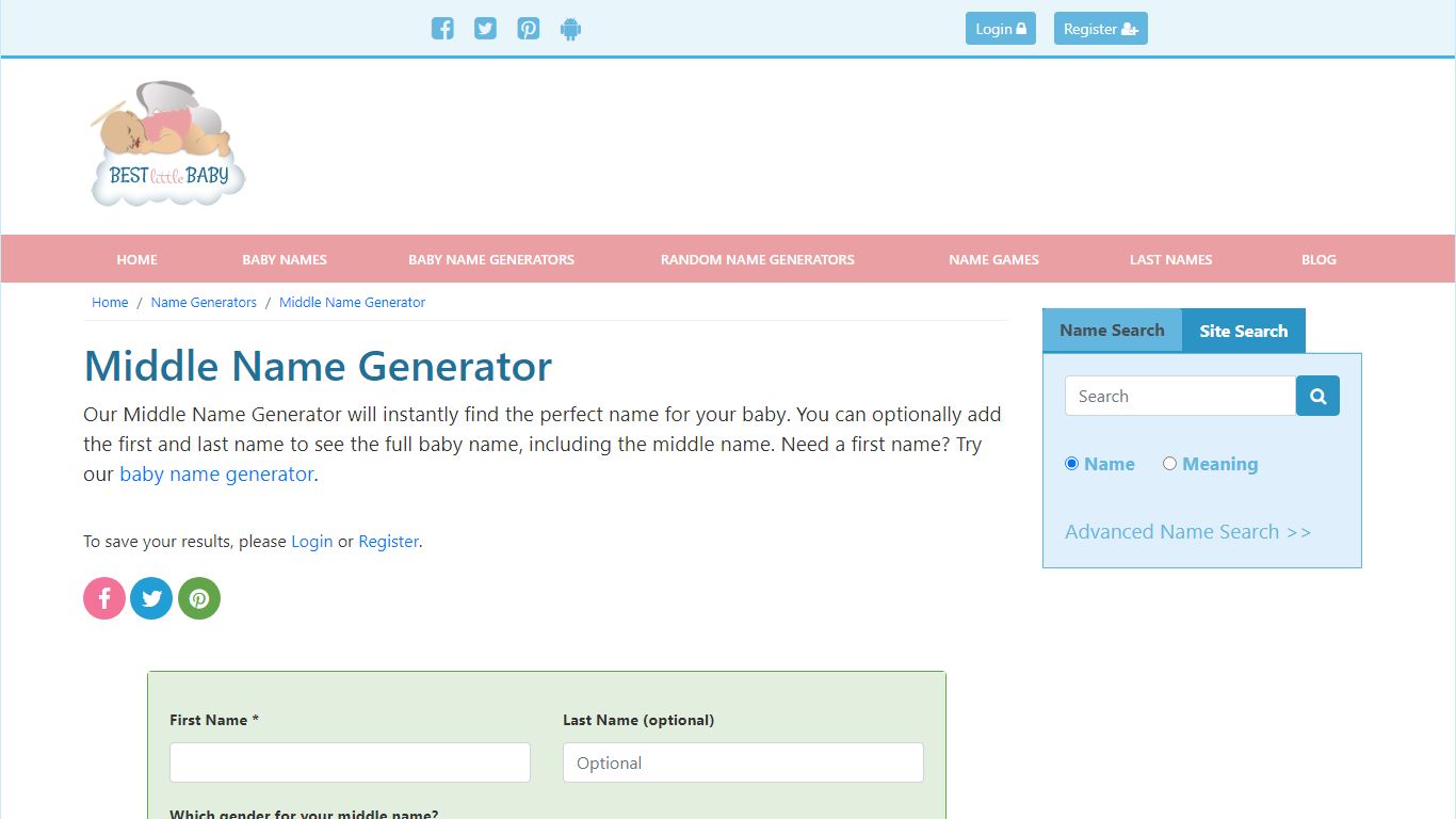 Middle Name Generator: Find Baby Middle Name Ideas! - Best Little Baby